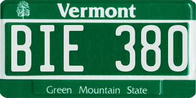 VT license plate BIE380