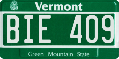 VT license plate BIE409