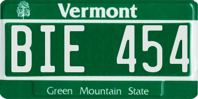 VT license plate BIE454