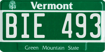 VT license plate BIE493