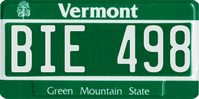 VT license plate BIE498