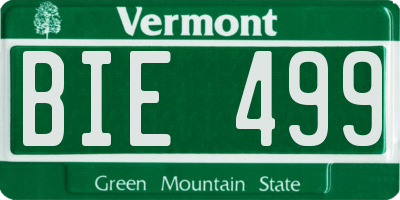 VT license plate BIE499