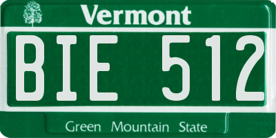 VT license plate BIE512