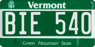 VT license plate BIE540