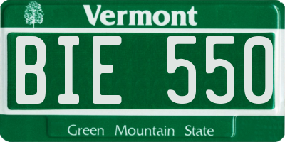 VT license plate BIE550
