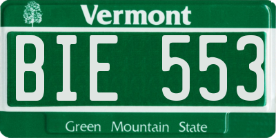 VT license plate BIE553