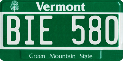 VT license plate BIE580