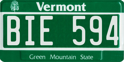 VT license plate BIE594