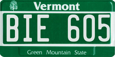 VT license plate BIE605
