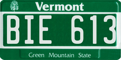VT license plate BIE613