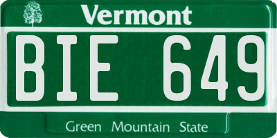 VT license plate BIE649