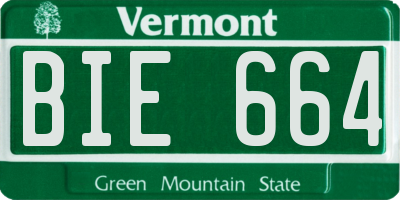 VT license plate BIE664