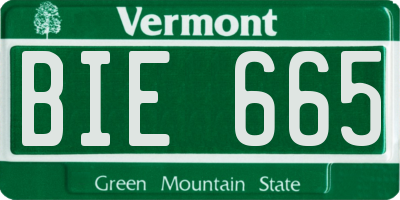 VT license plate BIE665