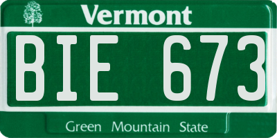 VT license plate BIE673