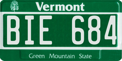 VT license plate BIE684