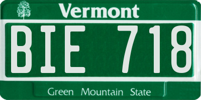 VT license plate BIE718