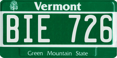 VT license plate BIE726