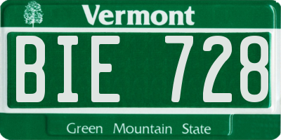 VT license plate BIE728