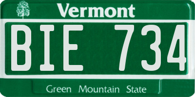 VT license plate BIE734