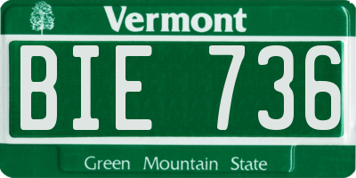 VT license plate BIE736
