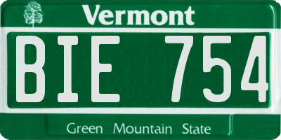 VT license plate BIE754
