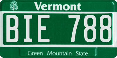 VT license plate BIE788