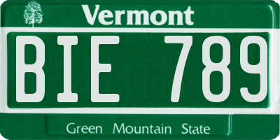 VT license plate BIE789