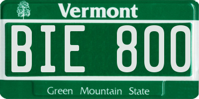 VT license plate BIE800