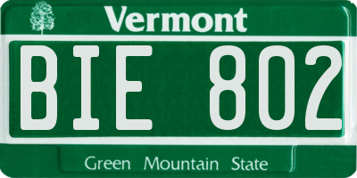 VT license plate BIE802