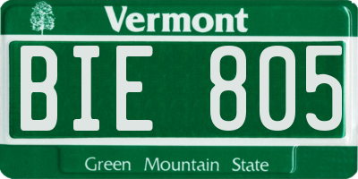 VT license plate BIE805