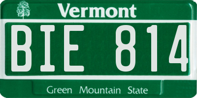 VT license plate BIE814