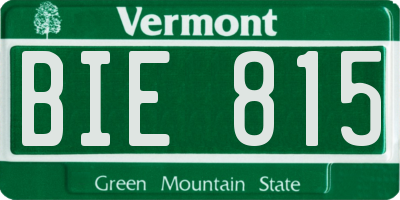 VT license plate BIE815
