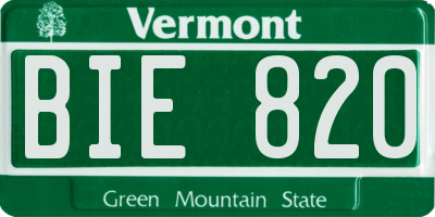 VT license plate BIE820