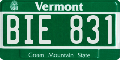 VT license plate BIE831