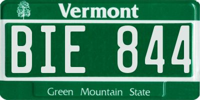 VT license plate BIE844