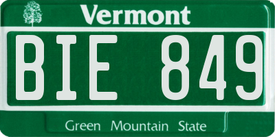 VT license plate BIE849