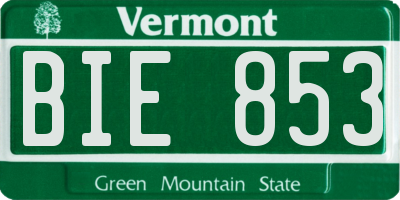 VT license plate BIE853
