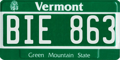 VT license plate BIE863