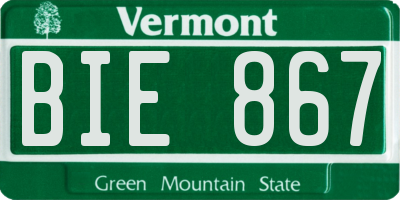 VT license plate BIE867
