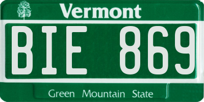 VT license plate BIE869
