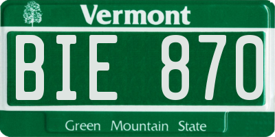 VT license plate BIE870