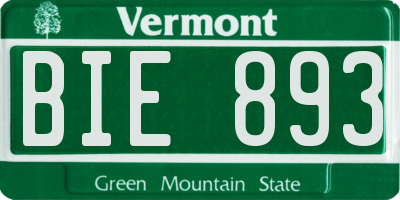 VT license plate BIE893
