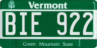 VT license plate BIE922