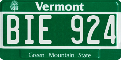 VT license plate BIE924