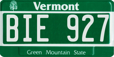 VT license plate BIE927