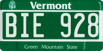 VT license plate BIE928