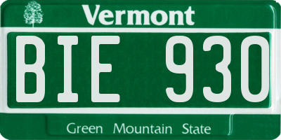 VT license plate BIE930