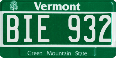 VT license plate BIE932