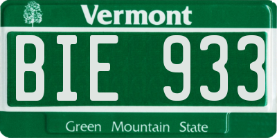 VT license plate BIE933