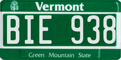 VT license plate BIE938